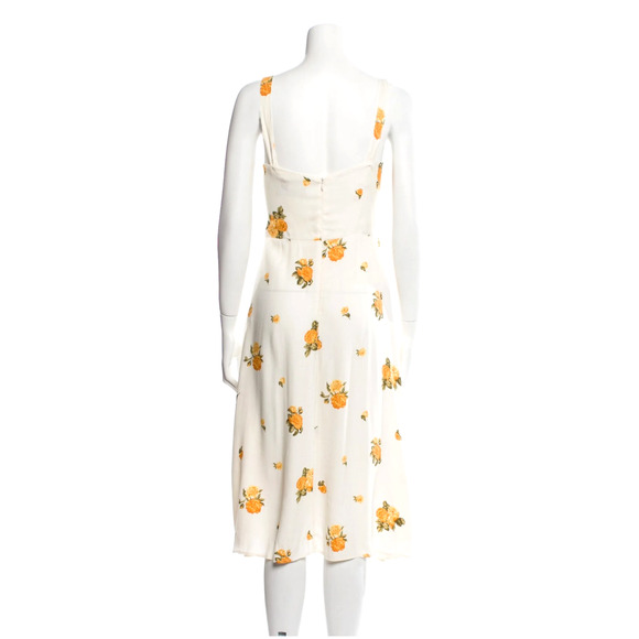 Reformation 6 Frankfort Button Front Floral Dress Tie Front Silky Yellow White - Picture 5 of 11